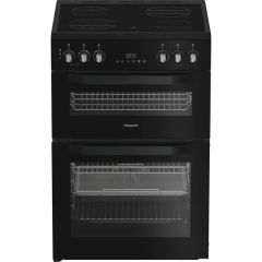 Hotpoint HDE6VDCASB1 Black 60cm Electric Double Cooker with Air Fry - Black