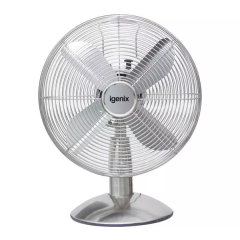Igenix DF1250 Chrome 12 Inch Portable Chrome Desk Fan, 3 Speed