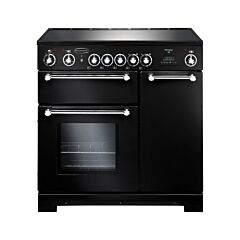 Rangemaster KCH90ECBL/C Black Kitchener 90 Ceramic With Chrome Trim