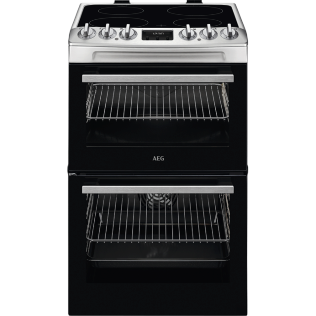 AEG CCX1530ACM Stainless Steel 55cm SurroundCook Ceramic Cooker with Double Oven