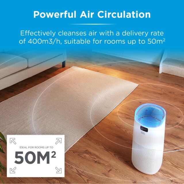 Black and Decker BXAP62002GB White Air Purifier With Air Quality Sensor And 8 Hour Timer