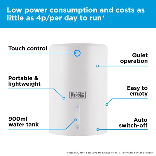 Black and Decker BXEH60001GB Portable Compact Dehumidifier