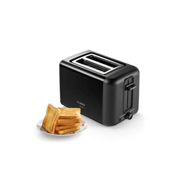 Bosch TAT3P423GB Black DesignLine Compact Toaster
