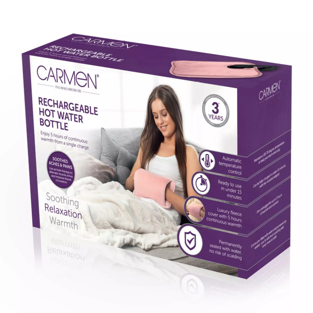 Carmen C85017P Pink Rechargeable Hot Water Bottle