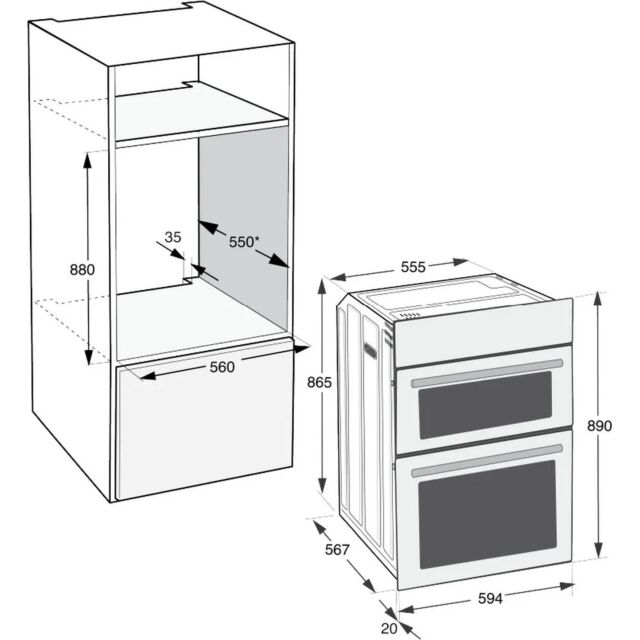 Hotpoint DIH10DIX Inox Built In Fan D/Oven - Stainless Steel