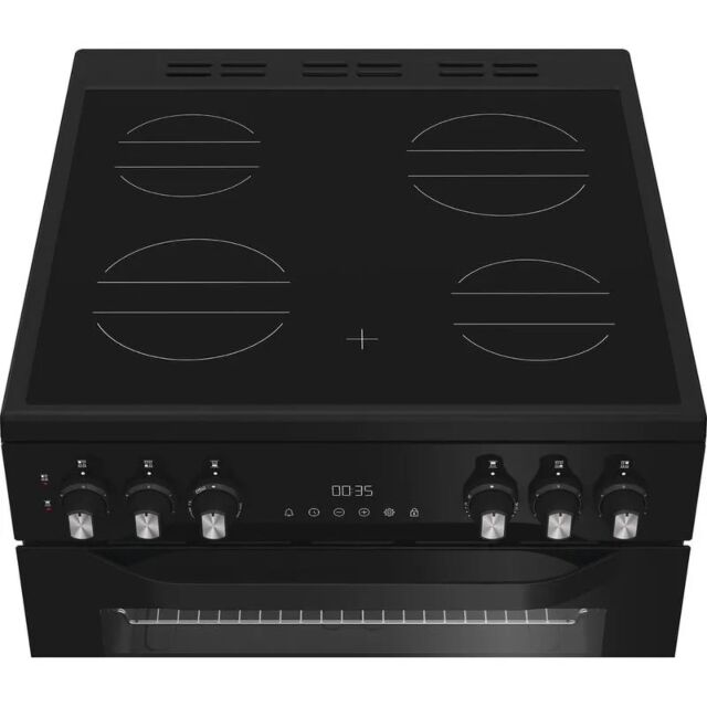 Hotpoint HDE6VDC2B1 Black 60cm Double Oven Electric Cooker with Ceramic Hob - Black