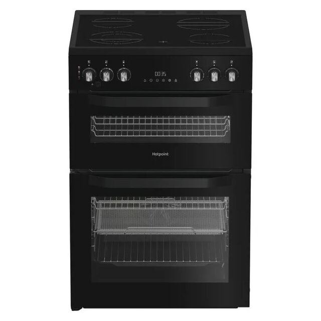 Hotpoint HDE6VDCASB1 Black 60cm Electric Double Cooker with Air Fry - Black