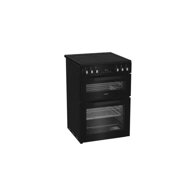 Hotpoint HDE6VDCASB1 Black 60cm Electric Double Cooker with Air Fry - Black