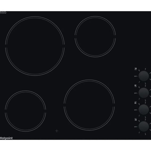 Hotpoint HR 620 R H Black Glass 60Cm Ceramic Hob