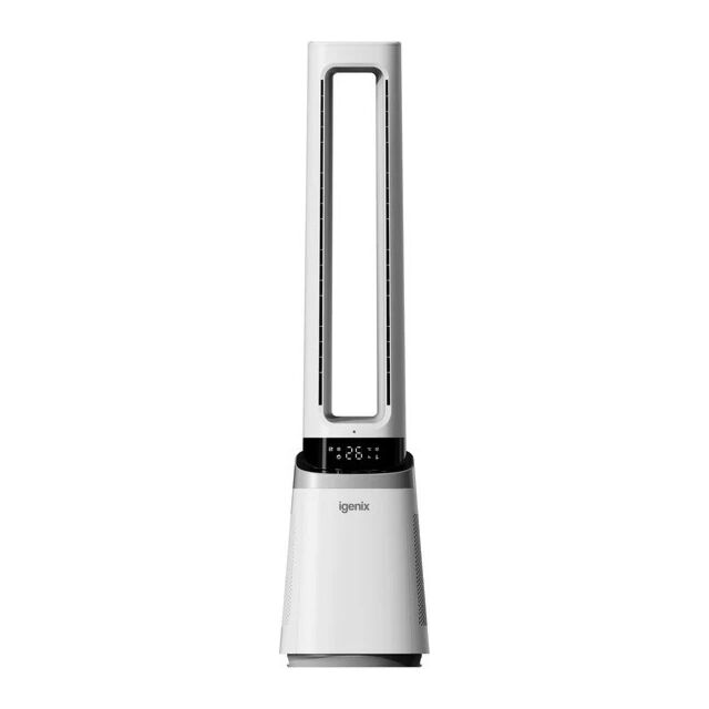 Igenix IGFD02549W 41 Inch 2 in 1 Bladeless Tower Fan with Air Purifier