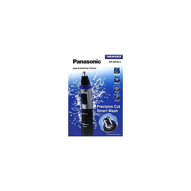 Panasonic ER-GN30-K Wet/Dry Nose + Ear Hair Trimmer with Vortex Cleaning System
