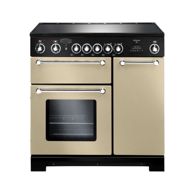 Rangemaster KCH90ECCR/C Cream Kitchener 90 Ceramic Range Cooker with Chrome Trim