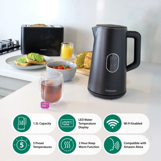 Statesman SKK01518B Black 1.5L Smart Jug Kettle