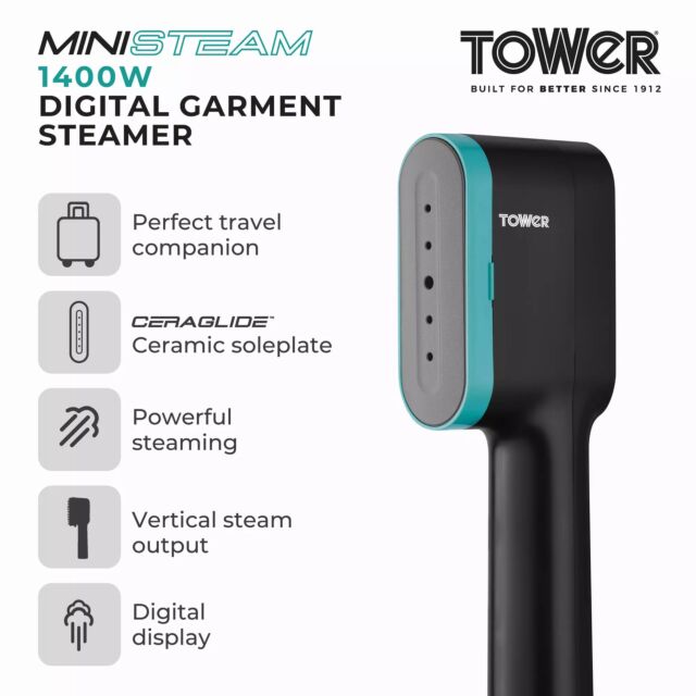 Tower T22038TL Teal 1400W Handheld Garment Steamer