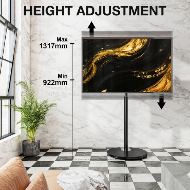 TTAP FSC-BLK Black Pedestal Floor Stand for TV up to 65 inch