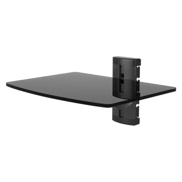 TTAP TTD-1-SHELF Single Black Glass Wall Shelf