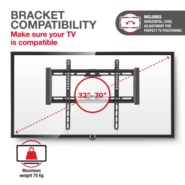 TTAP TTD404FLA Fixed Heavy Duty TV Wall Bracket up to 70inch. Max 75kg