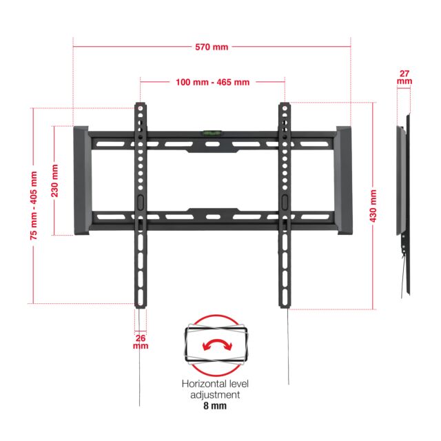 TTAP TTD404FLA Fixed Heavy Duty TV Wall Bracket up to 70inch. Max 75kg