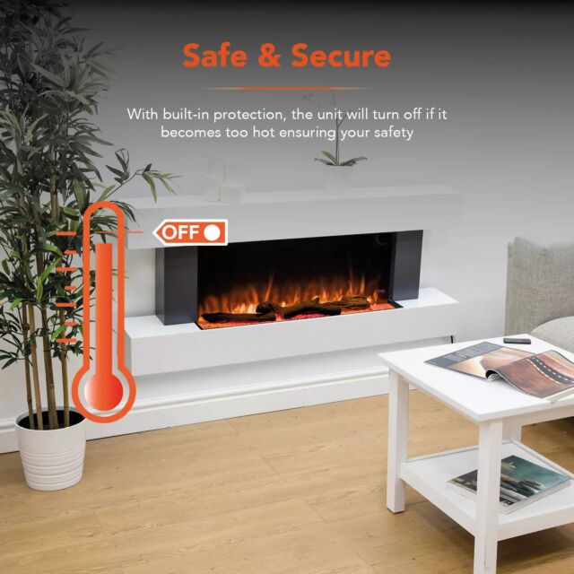 Warmlite WL45033N White Hingham Wall Mounted Fireplace Suite