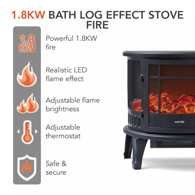 Warmlite WL46017 Bath Log Effect 1.8Kw Stove Fire
